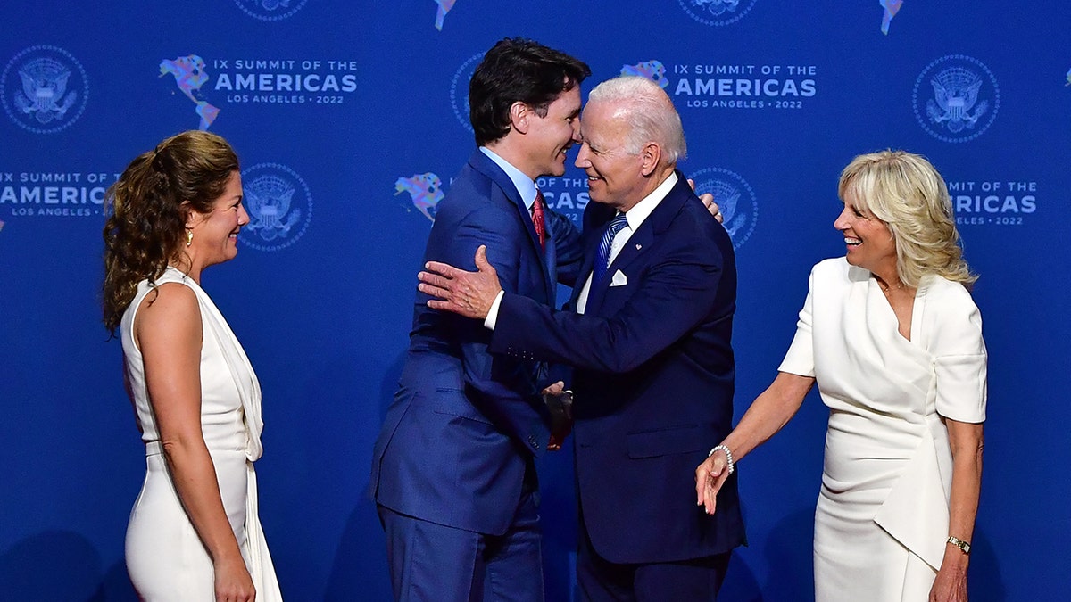 Justin Trudeau, Joe Biden shake hands