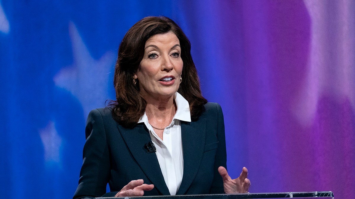 Hochul speaks during debate