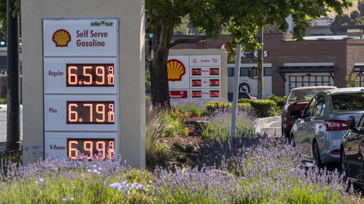 Gas prices at a Shell station in Hercules, California, on June 22, 2022.