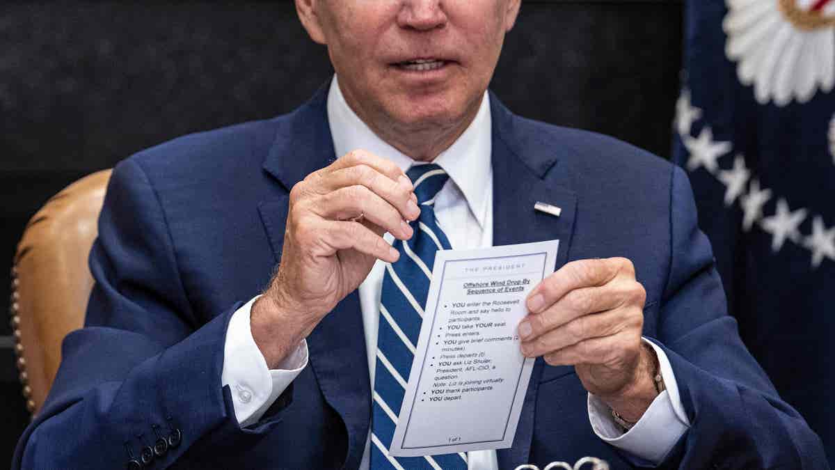 Biden holds notes
