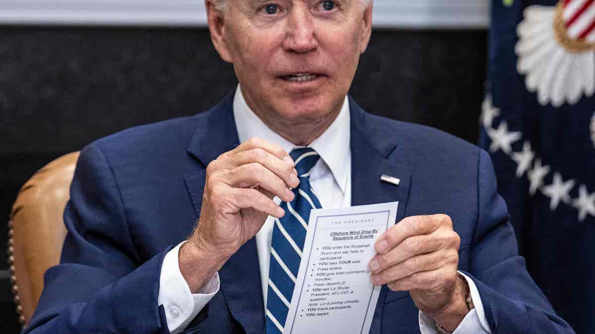 Biden holds notes