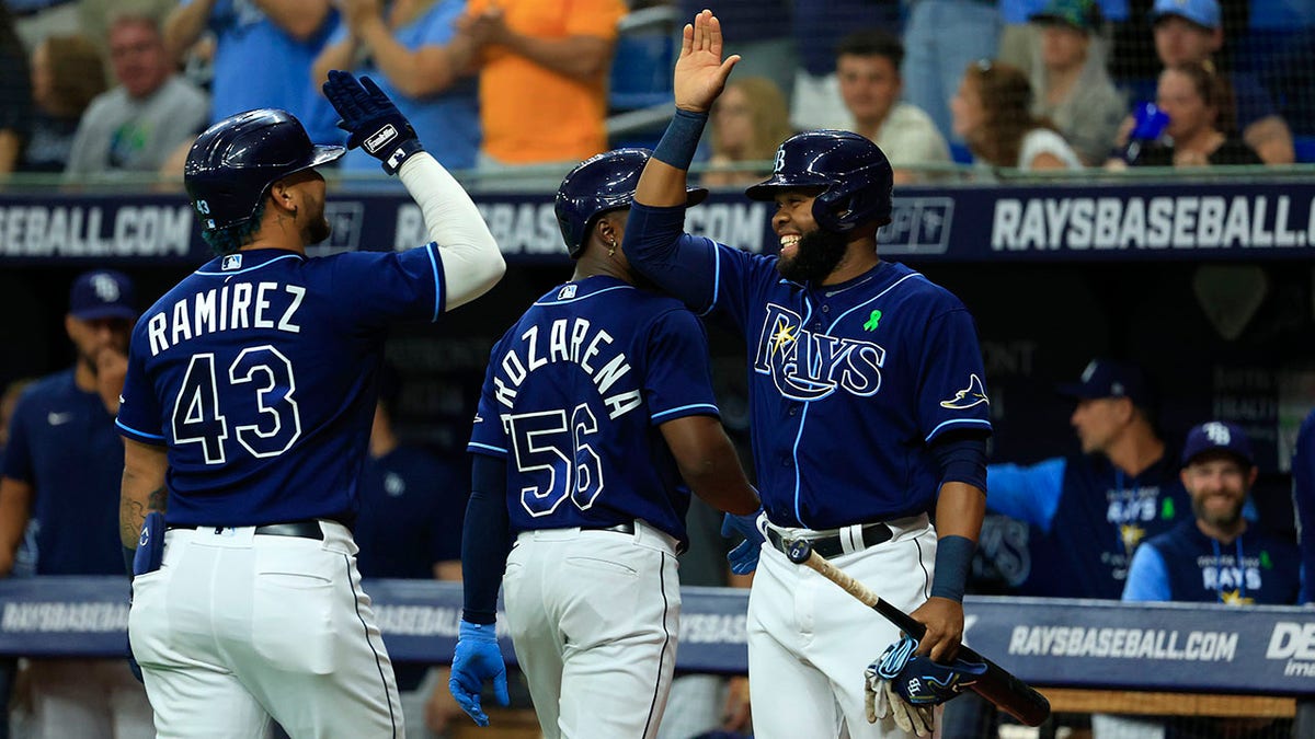 Tampa Bay Rays celebrate home run