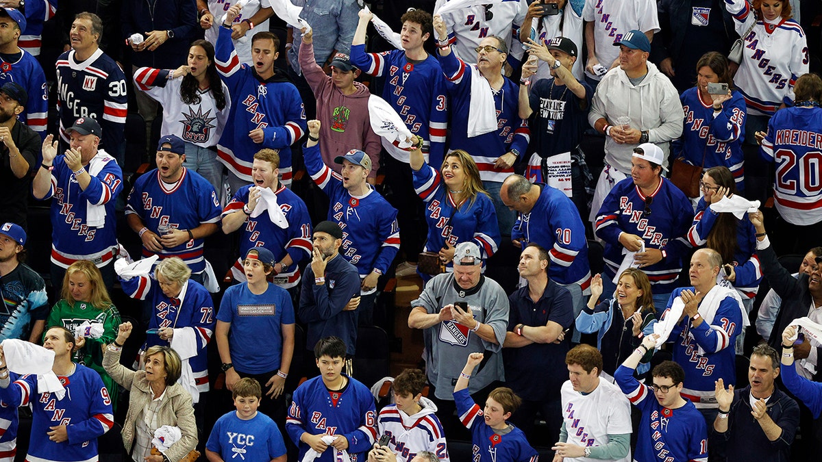 Fans Cheer New York Rangers' Win in Madison Square Garden