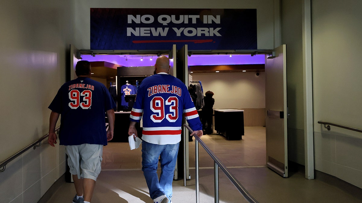 Fans walking in Madison Square Garden
