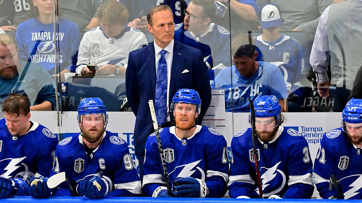 Jon Cooper looks on from the bench
