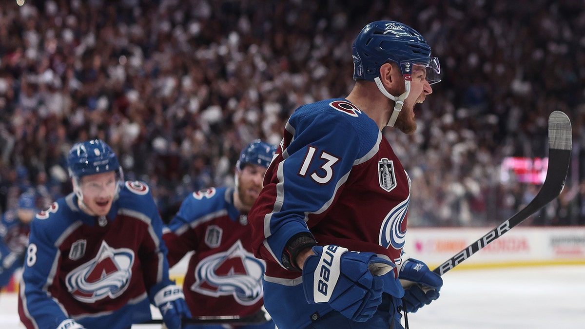 Valeri Nichushkin celebrates a goal
