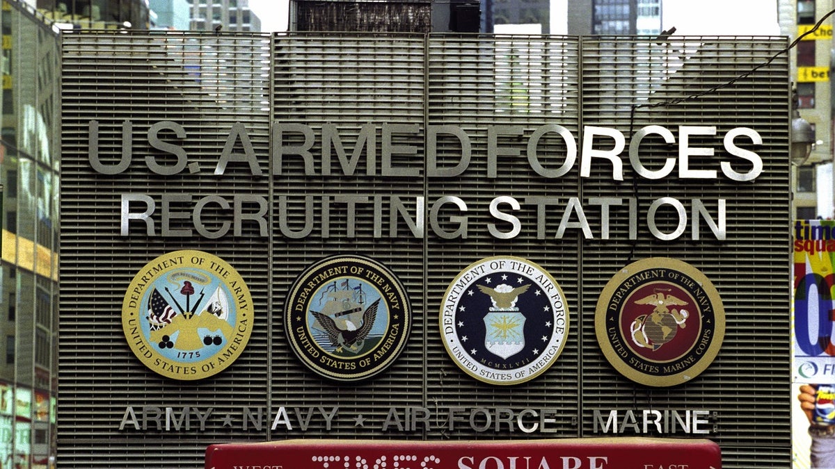 Times Square's Armed Forces recruiting center sign 