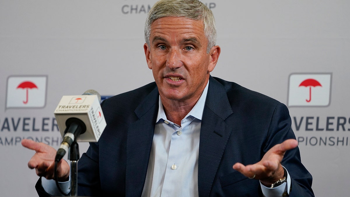 Jay Monahan at a press conference