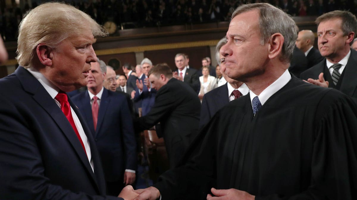 Chief Justice John Roberts with former President Donald Trump