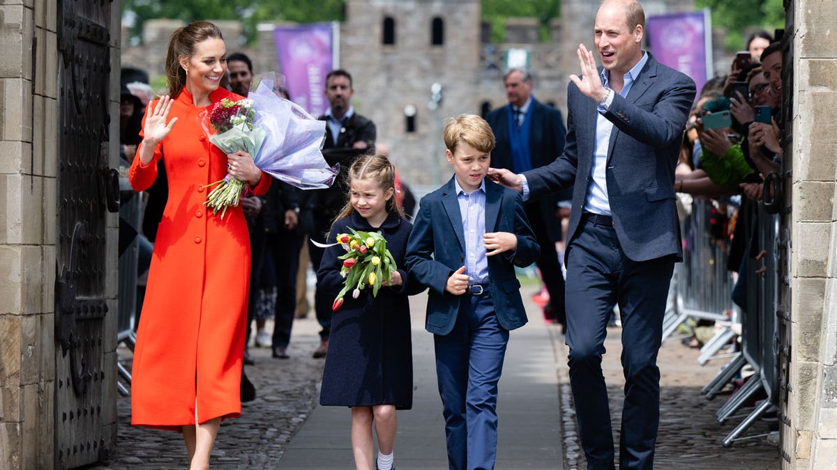 Kate Middleton and Prince William visit Cardiff Castle with their kids