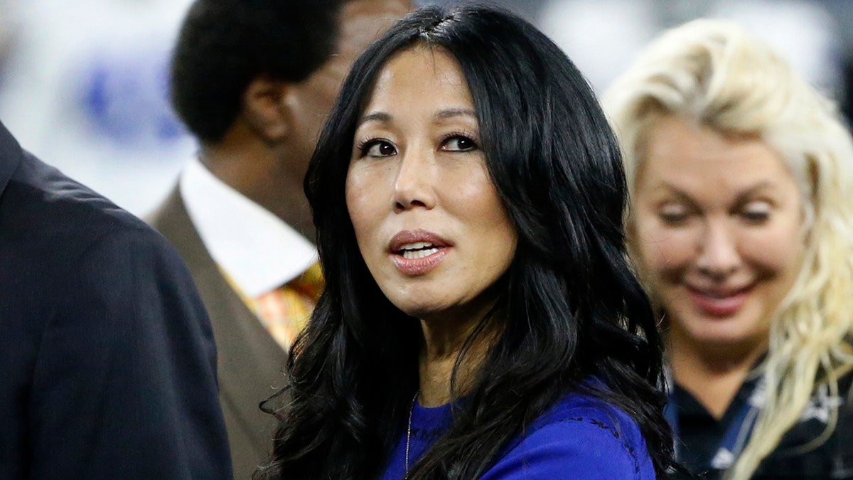 Kim Pegula watches warm ups in November 2019