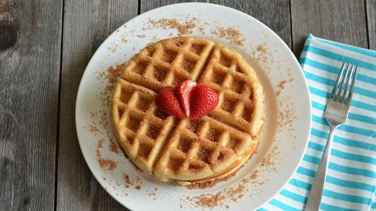 Churro waffles for breakfast