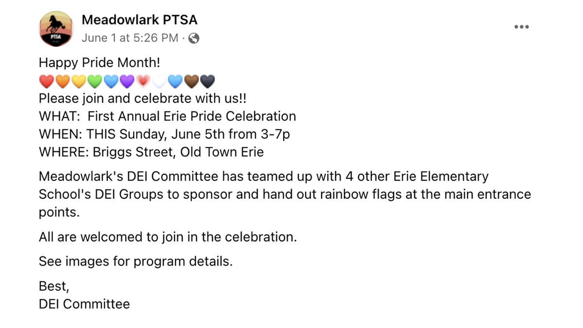 Pride Month Invitation Meadowlark PTSA