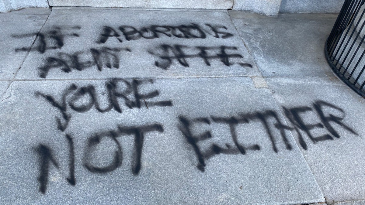 Statehouse spray-painted with pro-abortion threat