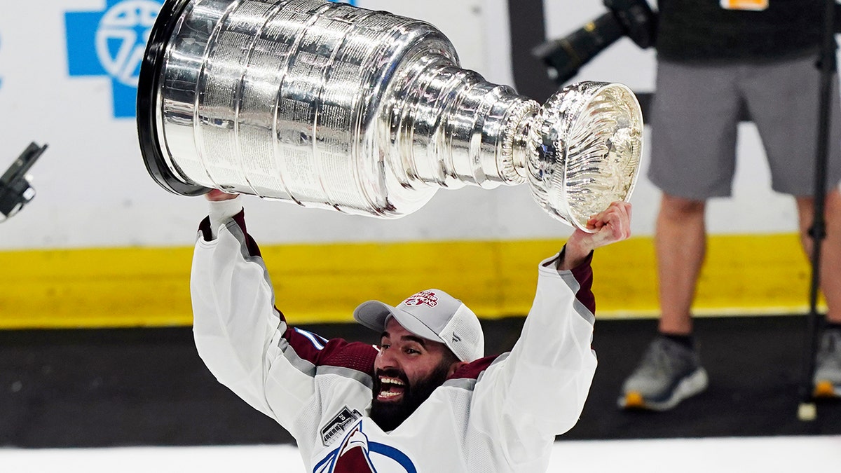 Nazem Kadri holds the Stanley Cup