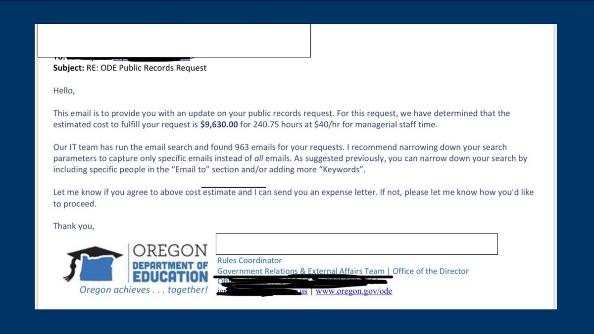 Oregon department of education ode public record school