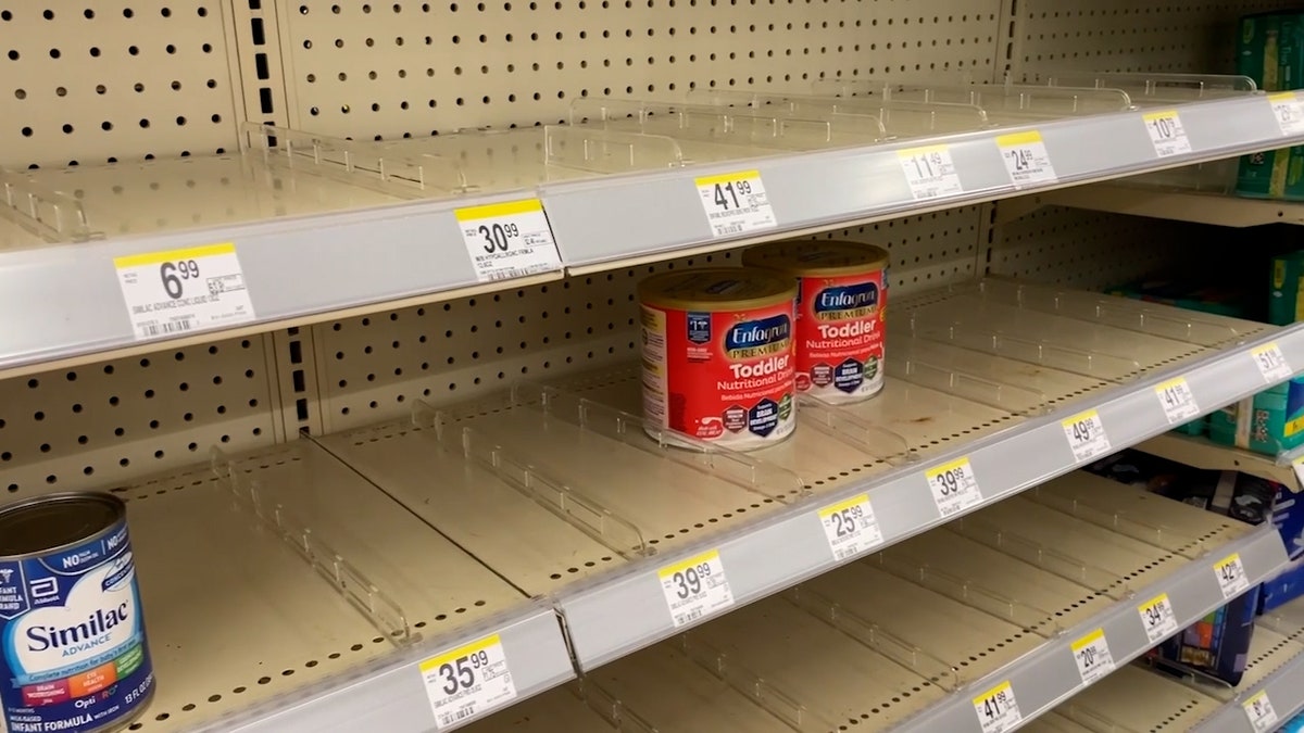 Baby formula store shelves largely empty