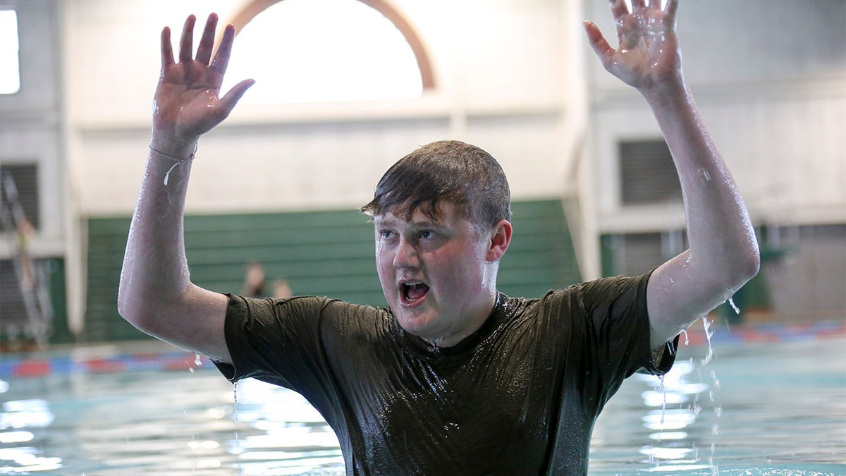 Sam Short in a pool at Parris Island