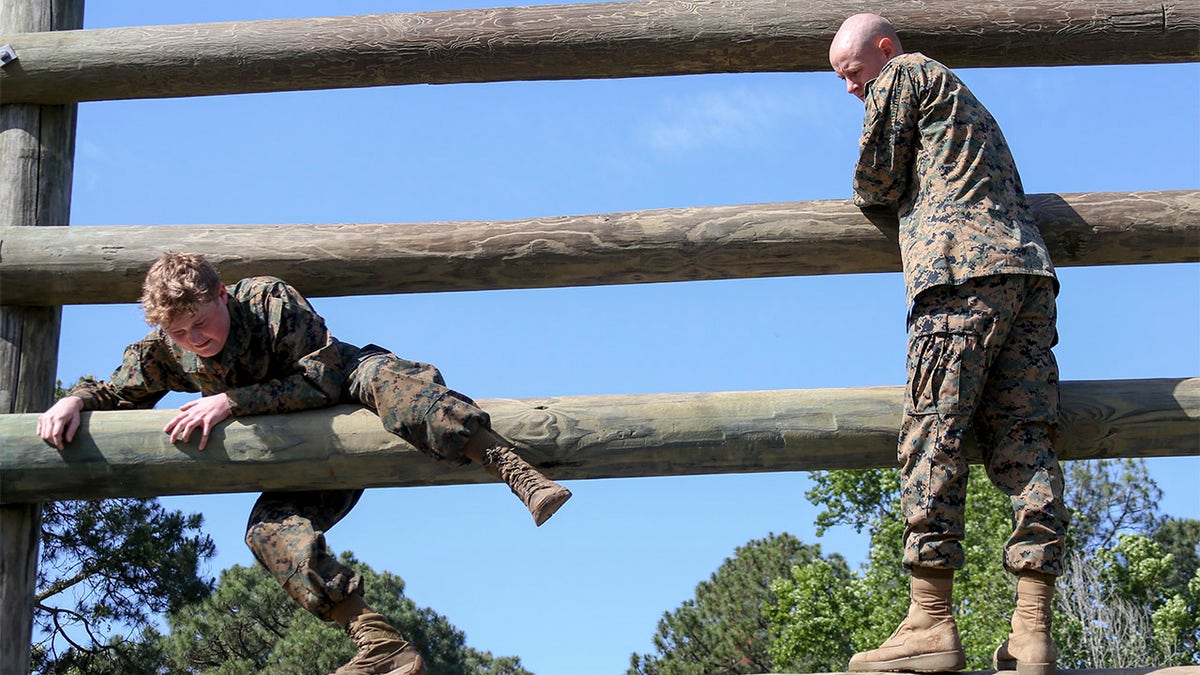 Sam Short does the Parris Island obstacle course