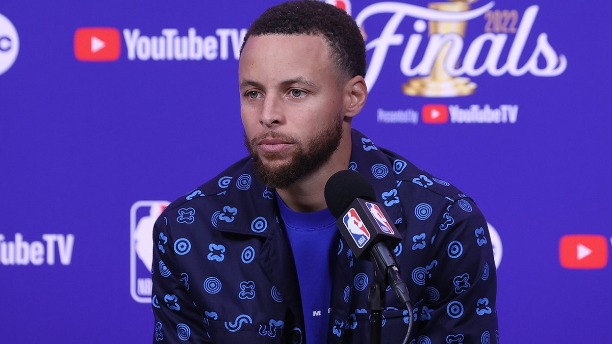 Stephen Curry speaks to media