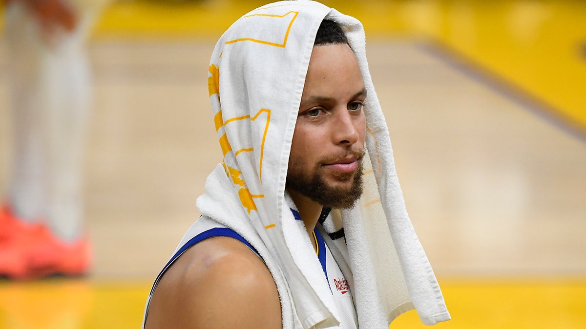 Stephen Curry looks on in NBA Finals Game 2