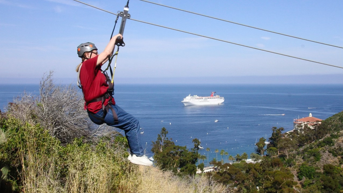 Marie Kuhnla on a zip-line
