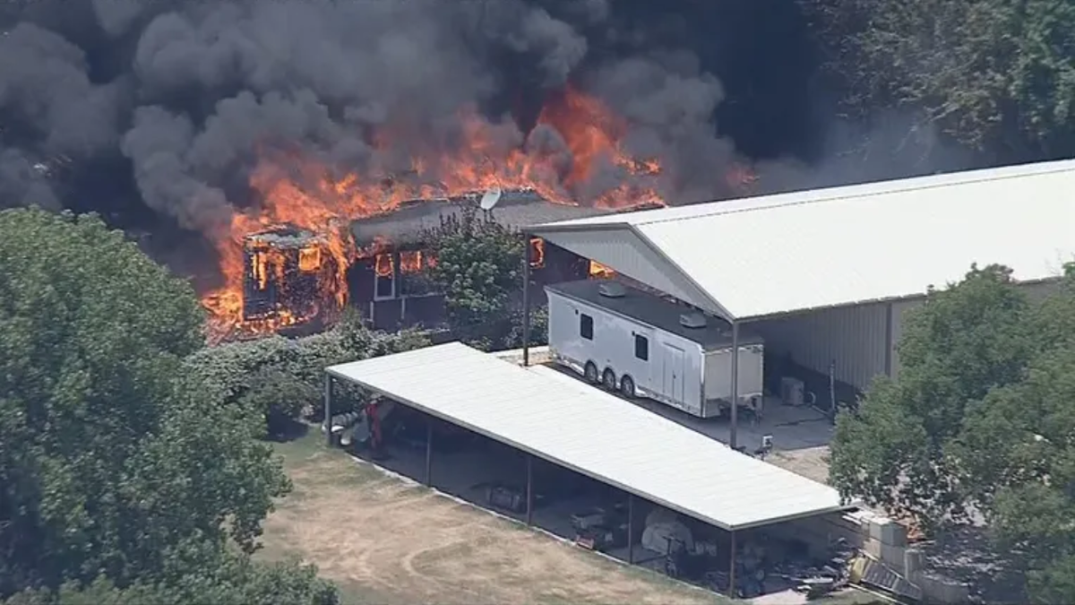 Texas fire scene from helicopter