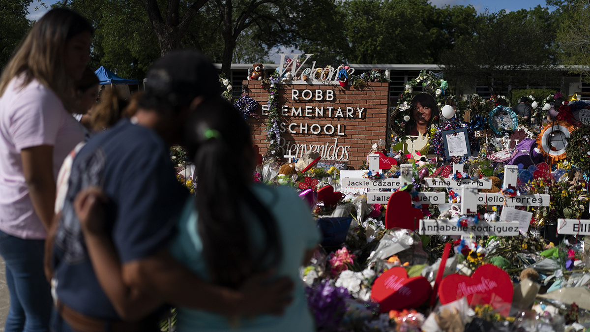 Robb Elementary School memorial in Uvalde, Texas