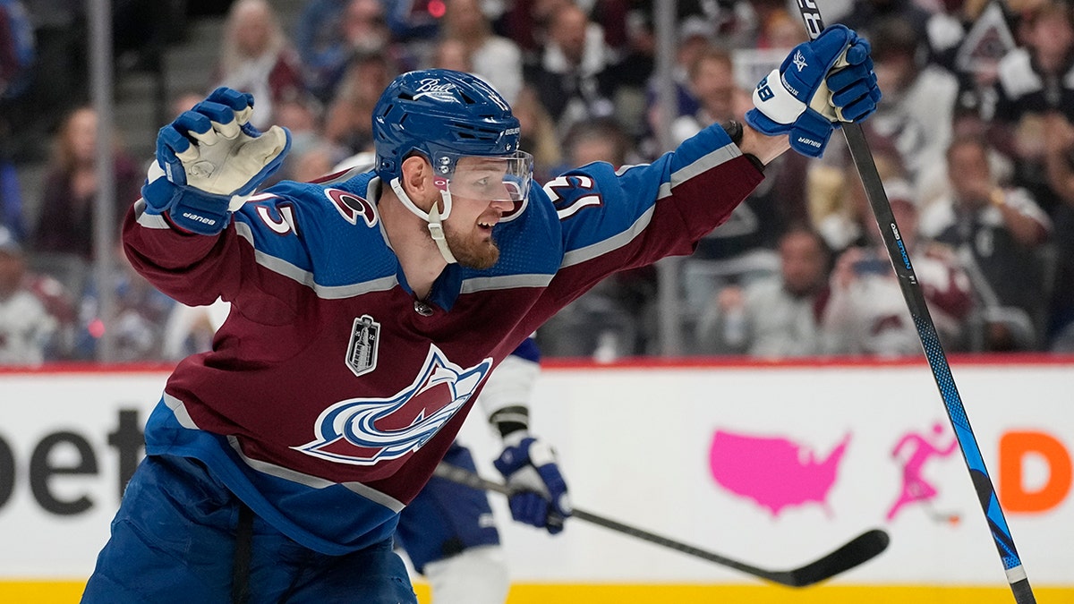 Valeri Nichushkin celebrates a goal