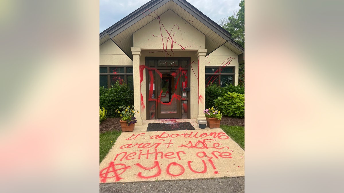 Anarchist graffiti on Asheville pregnancy center