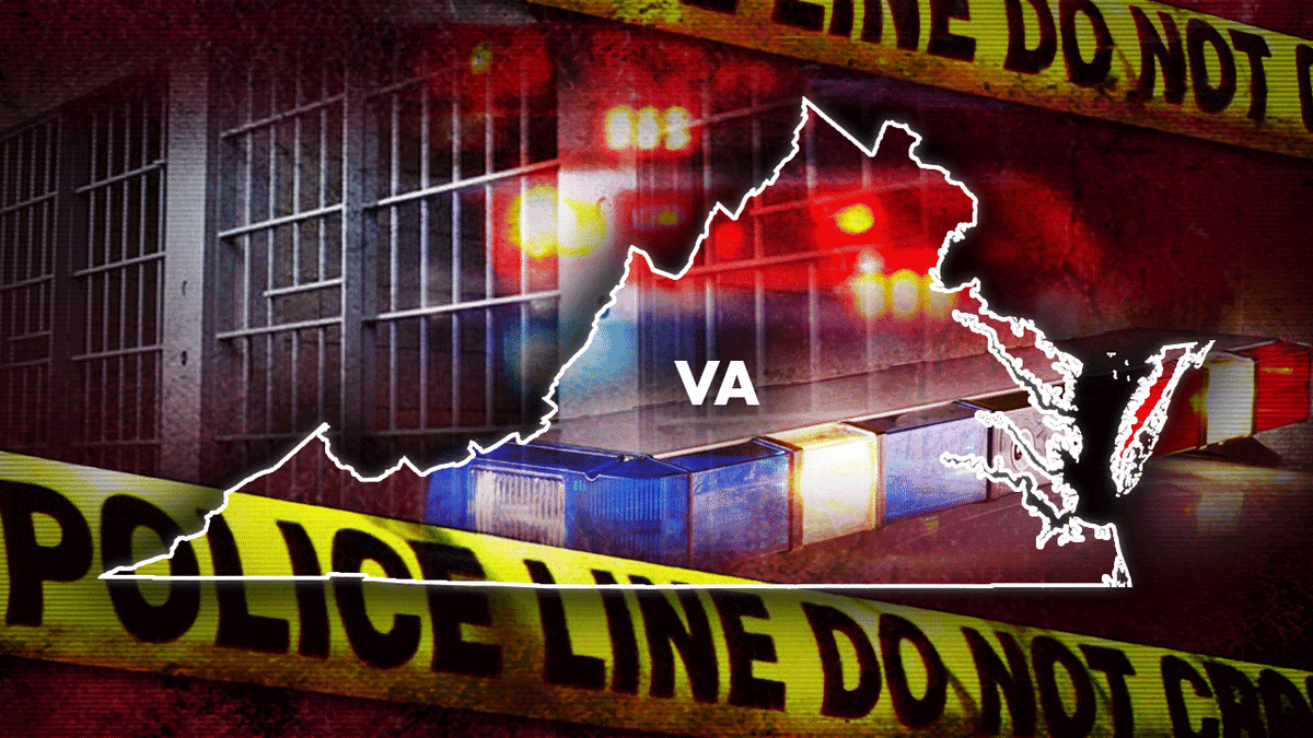 Virginia state outline with police tape