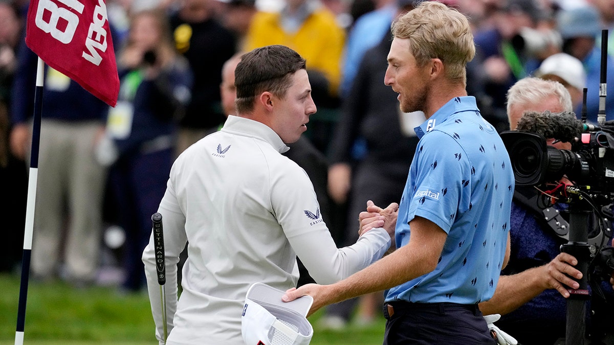 Will Zalatoris congratulates Matt Fitzpatrick