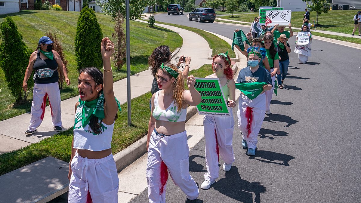 Abortion protesters outside Justice Amy Coney Barrett's home