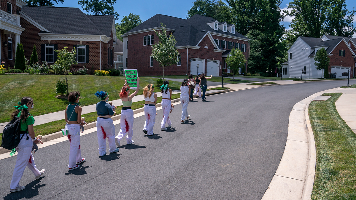 Abortion protesters outside Justice Amy Coney Barrett's home