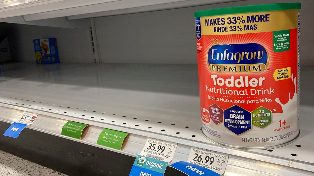 Empty shelves as a result of baby formula shortage