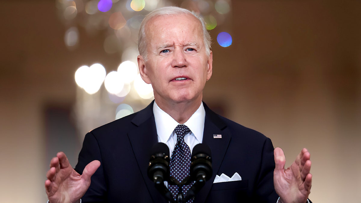 WASHINGTON, DC - JUNE 02: U.S. President Joe Biden delivers remarks on the recent mass shootings from the White House on June 02, 2022 in Washington, D.C.
