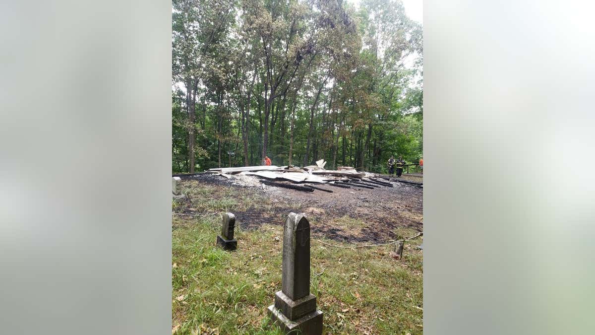 A small graveyard sits next to the ruins of St. Colman Catholic Church in West Virginia. (Beaver VFD)