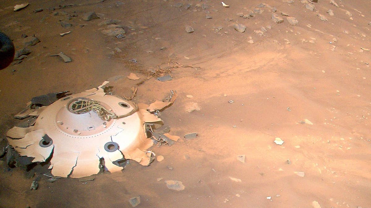 NASA'S Ingenuity helicopter spotted this crashed landing gear on the surface of Mars last month. 