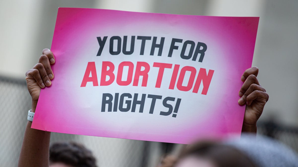 Pro-abortion student protests outside Supreme Court