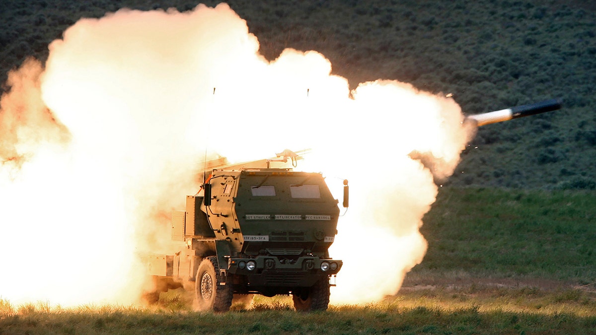 High Mobility Artillery Rocket Systems, or HIMARS, is pictured firing