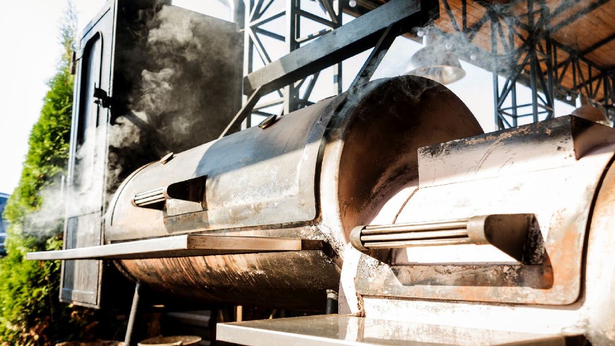 Close up view of a meat smoker