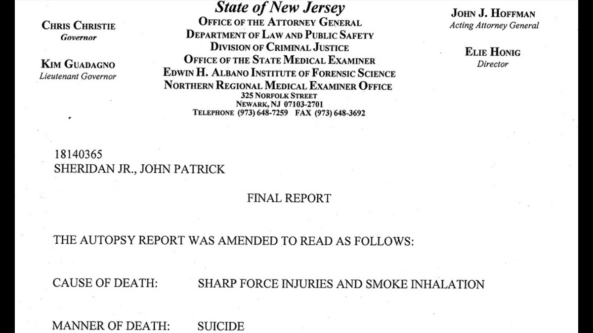John Sheridan autopsy report