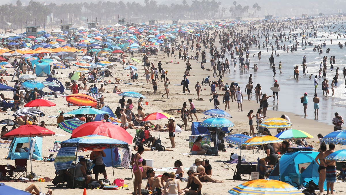 Santa Monica beach on Labor Day