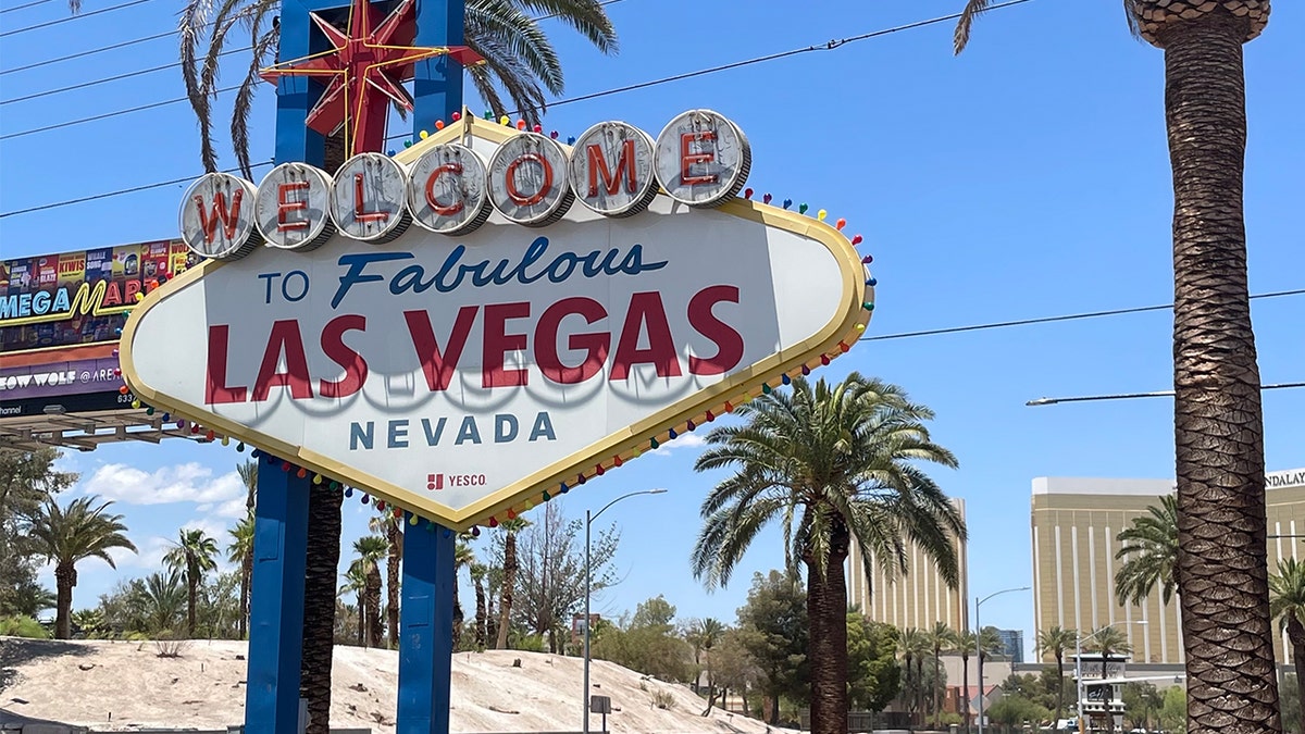 An outdoor sign displays the words, 'Welcome to Fabulous Las Vegas'