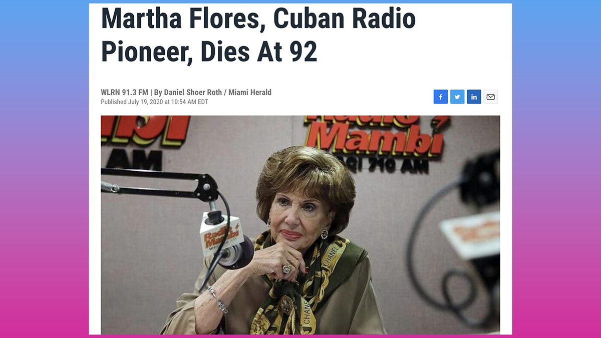 Article announcing Martha Flores' death