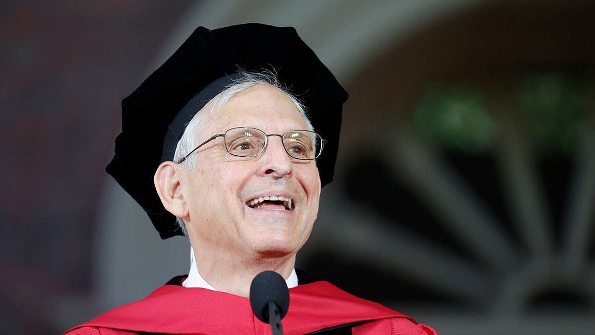 Merrick Garland giving the commencement address at Harvard on May 29, 2022