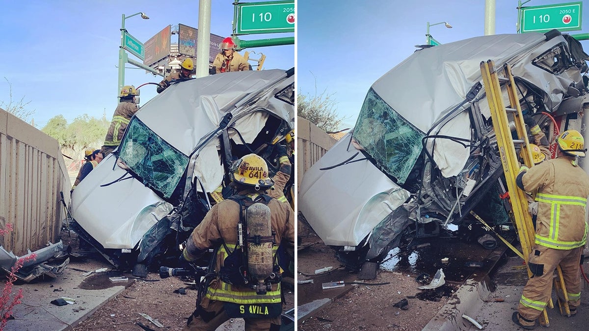 Firefighters car wreck Phoenix