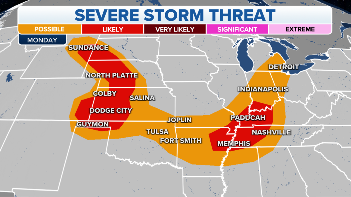 US severe storm threat forecast
