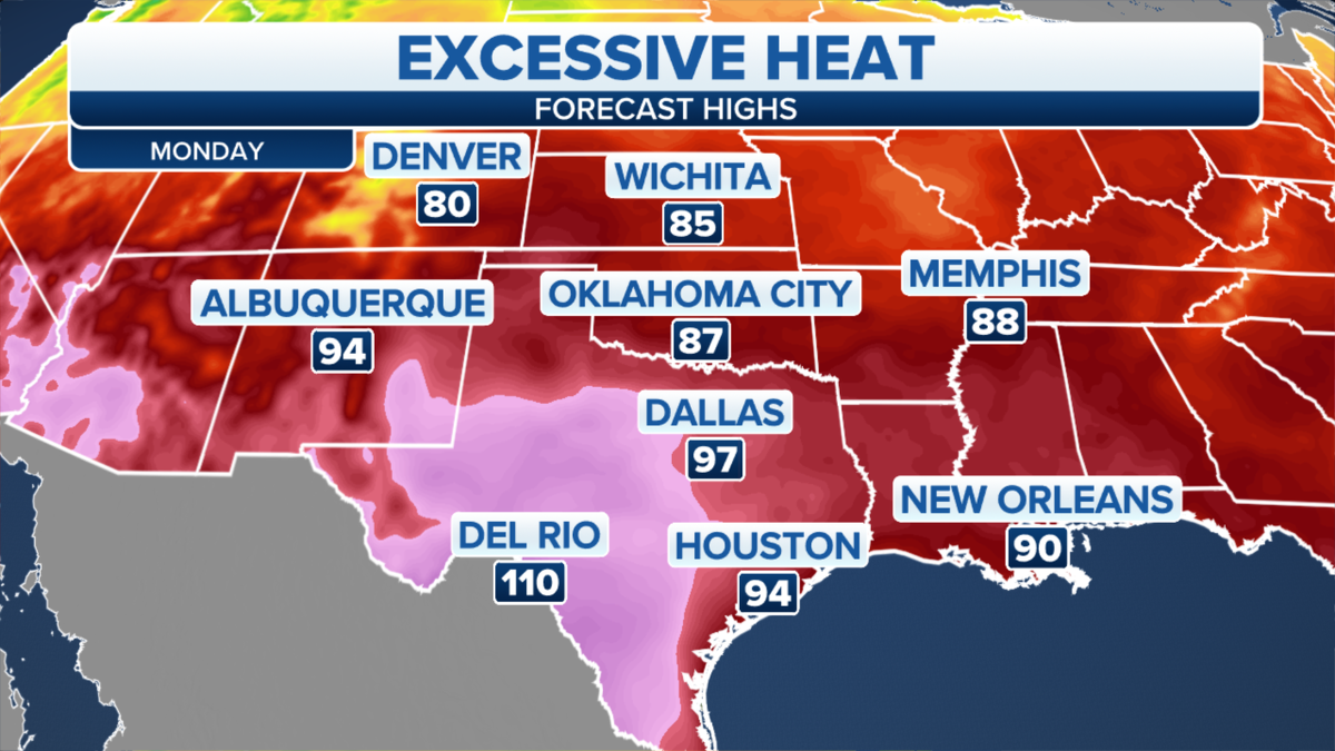 Central and southern states face high temperatures