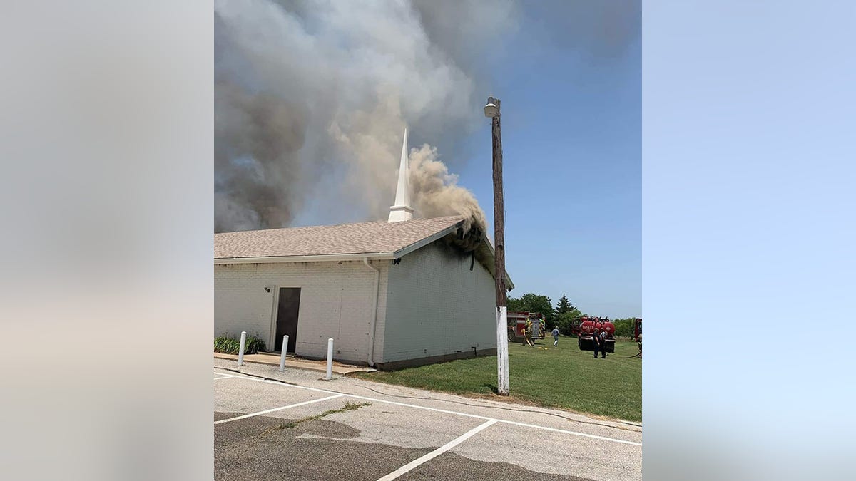 church fire smoke firefighters